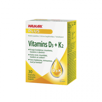 WALMARK maisto papildas VITAMINS D3 + K2, 30 kapsulių