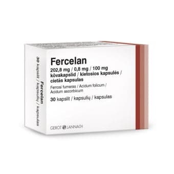 FERCELAN, 202,8 mg/0,8 mg/100mg, kietosios kapsulės, N30