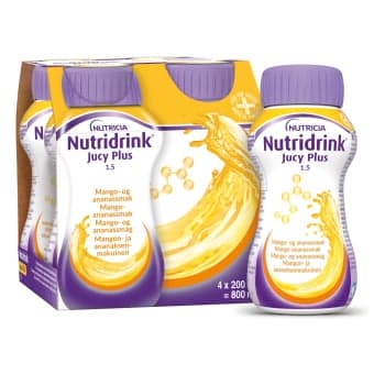 NUTRIDRINK Jucy Plus (mangų ir ananasų skonio), 4X200ML, 4 vnt.