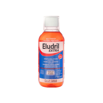 ELUDRIL burnos skalavimo skystis su 0,20% chlorheksidino EXTRA, nuo 6 m., 300 ml
