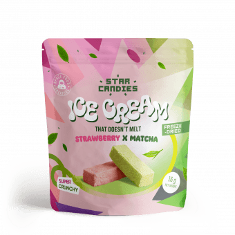 STAR CANDIES Šalytje džiovinti matcha ir braškių skonio ledai, 16 g