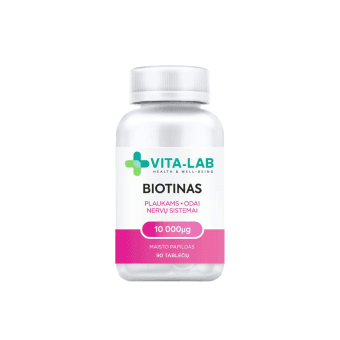 VITA-LAB BIOTINAS 10000 µg, nuo 18 m., 90 tablečių