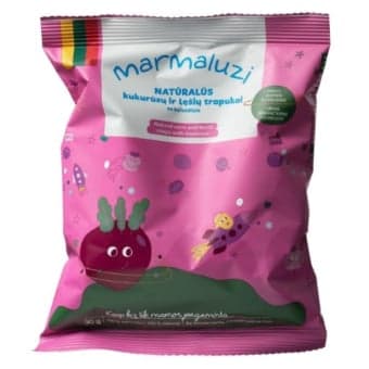 Kukurūzų ir lešių trapukai MARMALUZI su burokėliais, 30g, 30 g