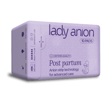 LADY ANION paketai po gimdymo su anijonų juostele POST PARTUM, LT-EKO-001, 10 vnt.