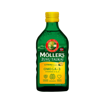 MÖLLER'S žuvų taukai, citrinų skonio, 250 ml