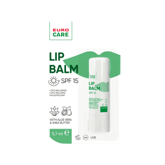 EUROCARE lūpų balzamas, SPF 15, 5.7 g