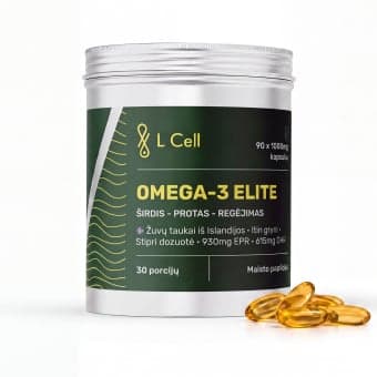 L Cell „Omega 3 Elite“ žuvų taukai 1000mg, 90 kapsulių