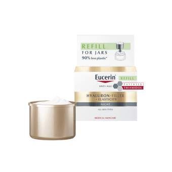 EUCERIN naktinis kremas brandžiai odai HYALURON-FILLER + ELASTICITY, papildymo pakuotė, 50 ml