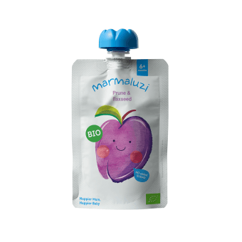 MARMALUZI ekologiška džiovintų slyvų tyrelė su linų sėmenimis, nuo 6 mėn., LT-EKO-001, 90 g
