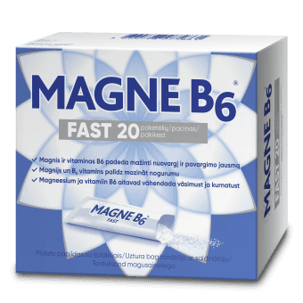 MAGNE B6 FAST (magnis), citrinų skonio granulės, 20 pakelių