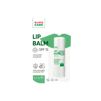 EUROCARE lūpų balzamas, SPF 15, 5.7 g