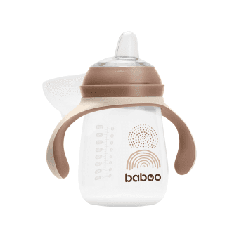 BABOO gertuvė su silikoniniu snapeliu, 260 ml, Au Naturale, 6+ mėn, 1 vnt.