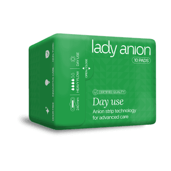 LADY ANION dieniniai paketai su anijonų juostele, 10 vnt.