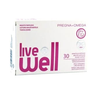 LIVE WELL PREGNA+OMEGA, 30 minkštų kapsulių