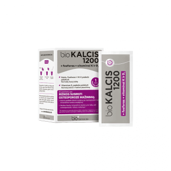 BIOKALCIS 1200mg + fosforas + vitaminai K ir D, 15 pakelių