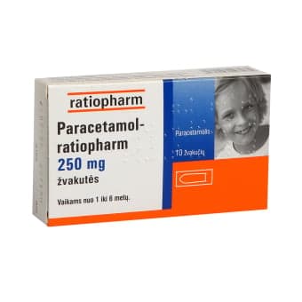 PARACETAMOL-RATIOPHARM, 250 mg, Žvakutės, N10