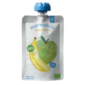 MARMALUZI ekologiška obuolių ir bananų tyrelė, nuo 4 mėn., LT-EKO-001, 90 g
