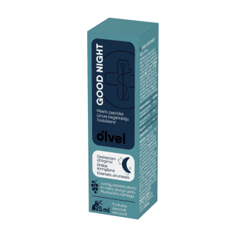OLVEL purškiamas maisto papildas su melatoninu GOOD NIGHT, juodųjų serbentų skonio, 25 ml