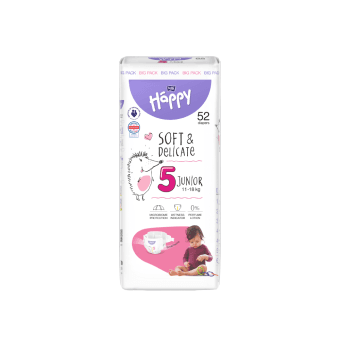 HAPPY sauskelnės JUNIOR, 11–18 kg, bekvapės, 52 vnt.