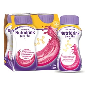 NUTRIDRINK Jucy Plus (gaivinantis aviečių skonis), 4X200ML, 4 vnt.