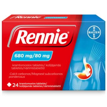 RENNIE, 680 mg / 80 mg, kramtomosios tabletės, N24