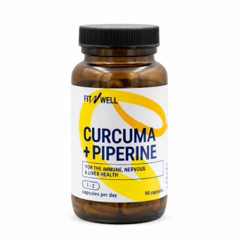 FITNWELL Curcuma + Piperine, 90 kapsulių