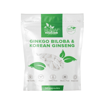 RAW POWDERS GINKMEDŽIO EKSTRAKTAS + ŽENŠENIS, 90 kapsulių