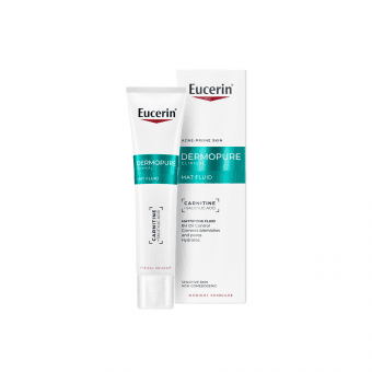 EUCERIN matinį efektą suteikiantis fluidas riebiai, į aknę linkusiai odai DERMOPURE CLINICAL, 40 ml