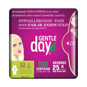 GENTLE DAY ekologiški paketai su sparneliais ir su FAR-IR ANION juostele TEENS MINI, 12 vnt.