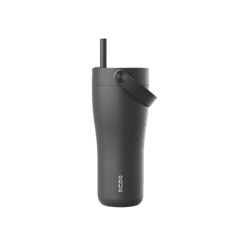 CARRY puodelis Black, 600 ml+Šiaudelio valymo šepetėlis