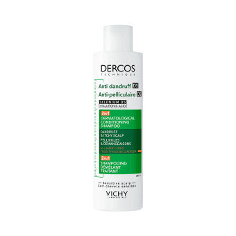 VICHY šampūnas su kondicionieriumi pleiskanotai galvos odai DERCOS DS, 200 ml