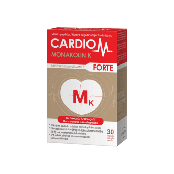CARDIOM MONAKOLIN K FORTE (omega-3 ir monakolinas) Širdžiai, 30 kapsulių