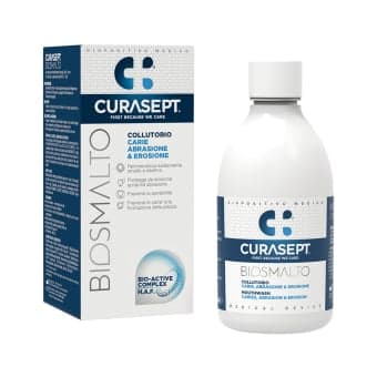 CURASEPT BIOSMALTO kasdienis dantų skalavimo skystis CARIES ABRASION AND EROSION, nuo 7 m., 300 ml tirpalas