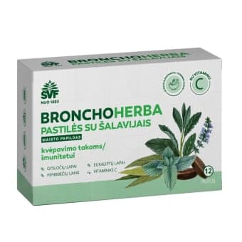 BRONCHOHERBA pastilės su šalavijais, 12 vnt.