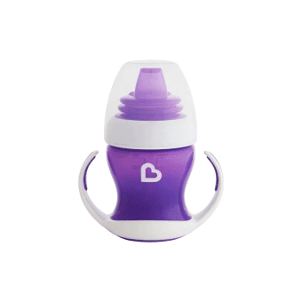 MUNCHKIN mokomoji gertuvė su rankenomis ir minkštu snapeliu GENTLE TRANSITION, violetinė spalva, 4 mėn.+, 118 ml, 1 vnt.