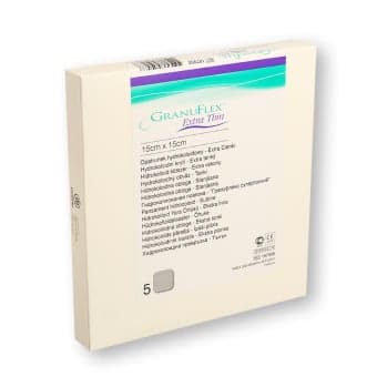 GRANUFLEX hidrokoloidinis tvarstis EXTRA THIN, 15 x 15 cm, 5 vnt.