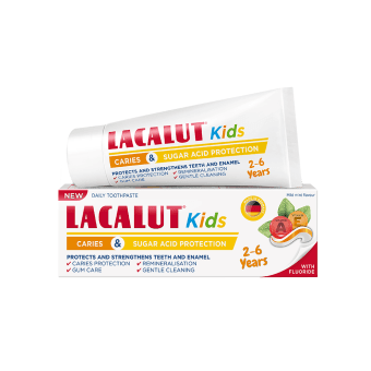 LACALUT vaikiška dantų pasta KIDS, 2-6 m., mėtų skonio, 55 ml
