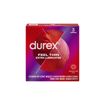 DUREX prezervatyvai FEEL THIN EXTRA LUBRICATED, 3 vnt.