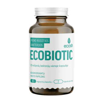ECOSH pieno rūgšties bakterijų kompleksas ECOBIOTIC, 40 kapsulių