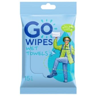 GOWIPES, Drėgni rankšluosčiai "Camping", 15 vnt.