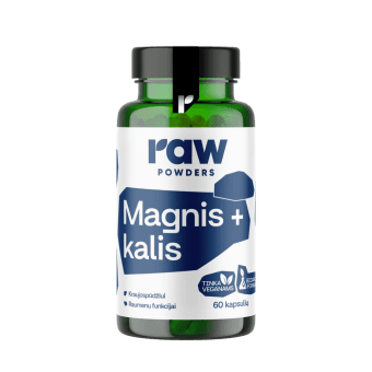 RAW POWDERS Kalcis, magnis, cinkas PLUS, 90 Kapsulės