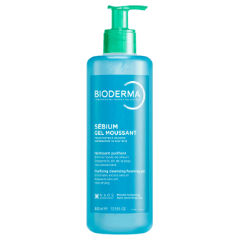 'BIODERMA švelnus gelinis prausiklis riebiai, mišriai odai, SÉBIUM GEL MOUSSANT, 400 ml