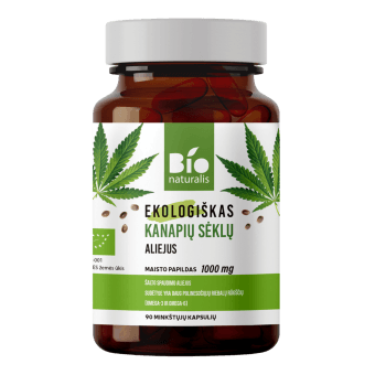 BIONATURALIS, EKO KANAPIŲ SĖKLŲ ALIEJUS, LT-EKO-001, 90 kapsulių
