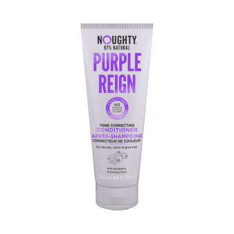 NOUGHTY geltonus plaukų atspalvius koreguojantis kondicionierius su mėlynių ir juodųjų serbentų ekstraktais PURPLE REIGN, 250 ml
