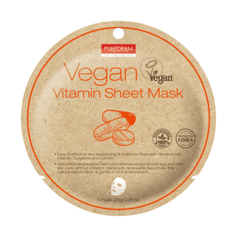 PUREDERM veganiška lakštinė kaukė su vitaminais, 23 g