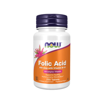 NOW Folic Acid 800mcg, 250 dengtų tablečių