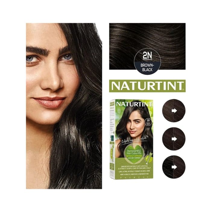 NATURTINT ilgalaikiai plaukų dažai be amoniako NATURALLY BETTER, 2N BROWN BLACK, 170 ml-1