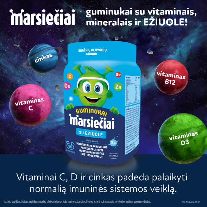 MARSIEČIAI SU EŽIUOLE vaikų imunitetui, 50 guminukų-1