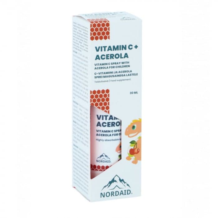 NORDAID purškiamas vitaminas C + acerola vaikams, 30 ml