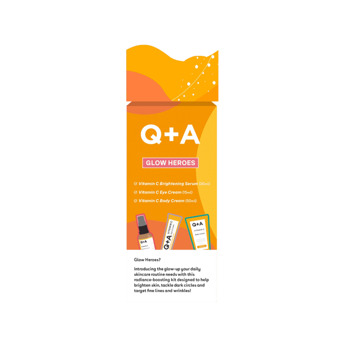 Q+A odos priežiūros priemonių rinkinys su vitaminu C GLOW HEROES, 95 ml